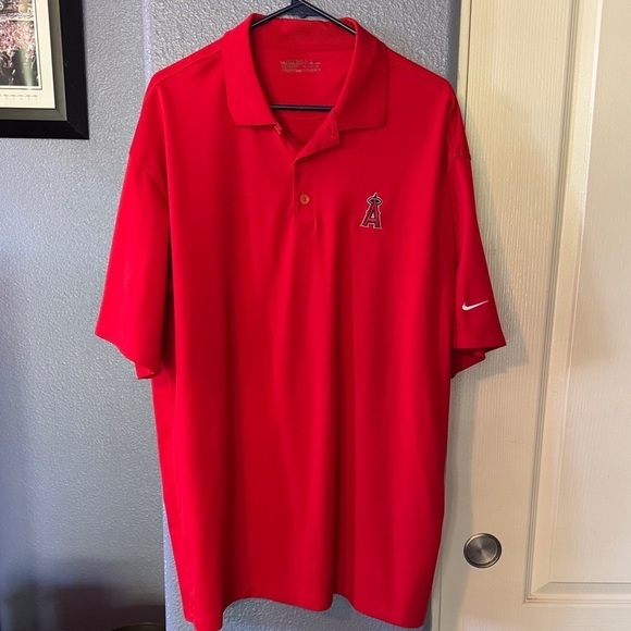 anaheim angels Other - Nike Men's Red Polo Shirt with Embroidered Logo